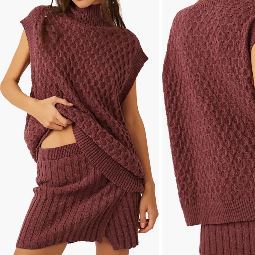 Free People Rosemary Set sweater mini skirt SM